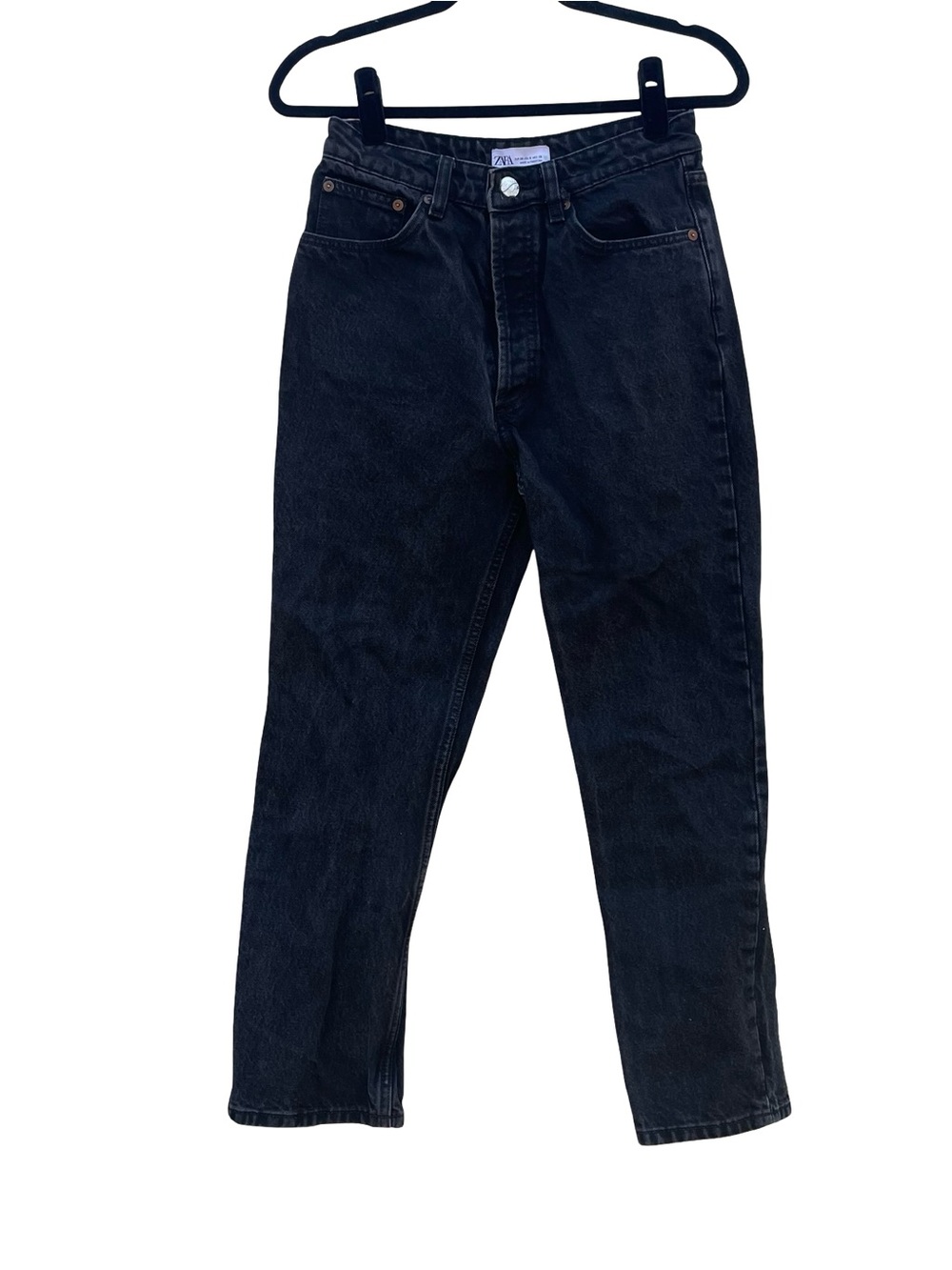 Zara high rise button fly straight jeans size 6